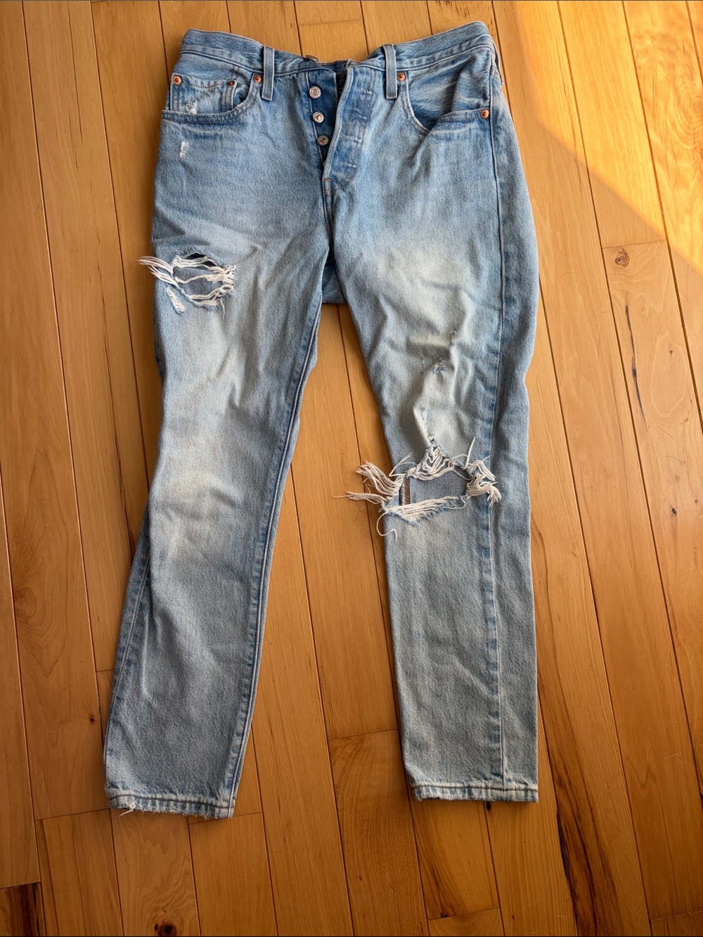 Levi's Light Blue Distressed Skinny Jeans
